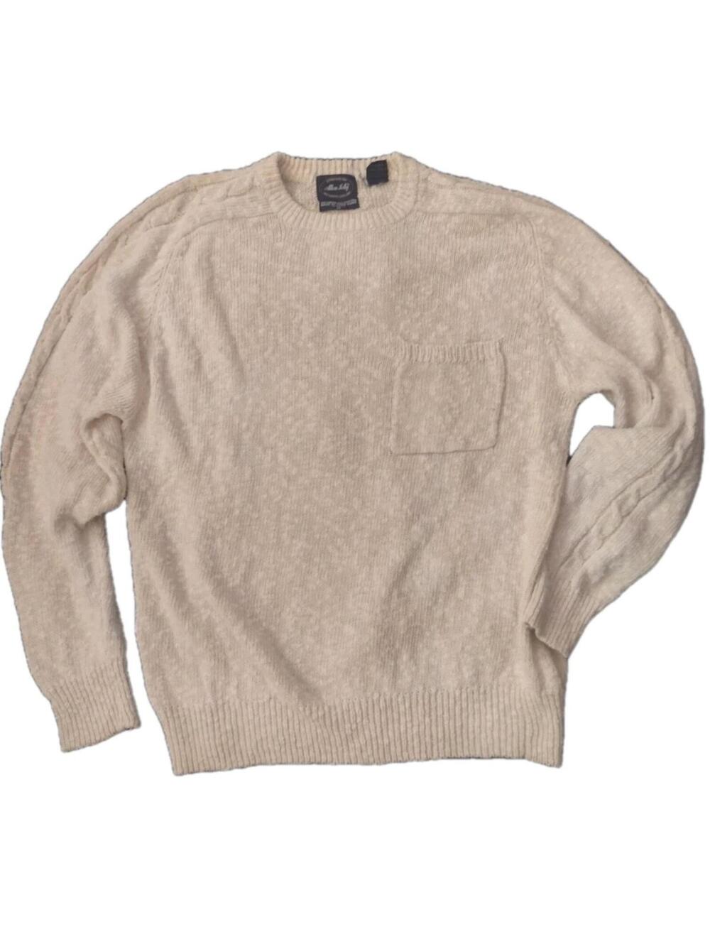 Vintage Allen Solly Linen Cotton Textured Knit Sweater Cream M Hong Kong